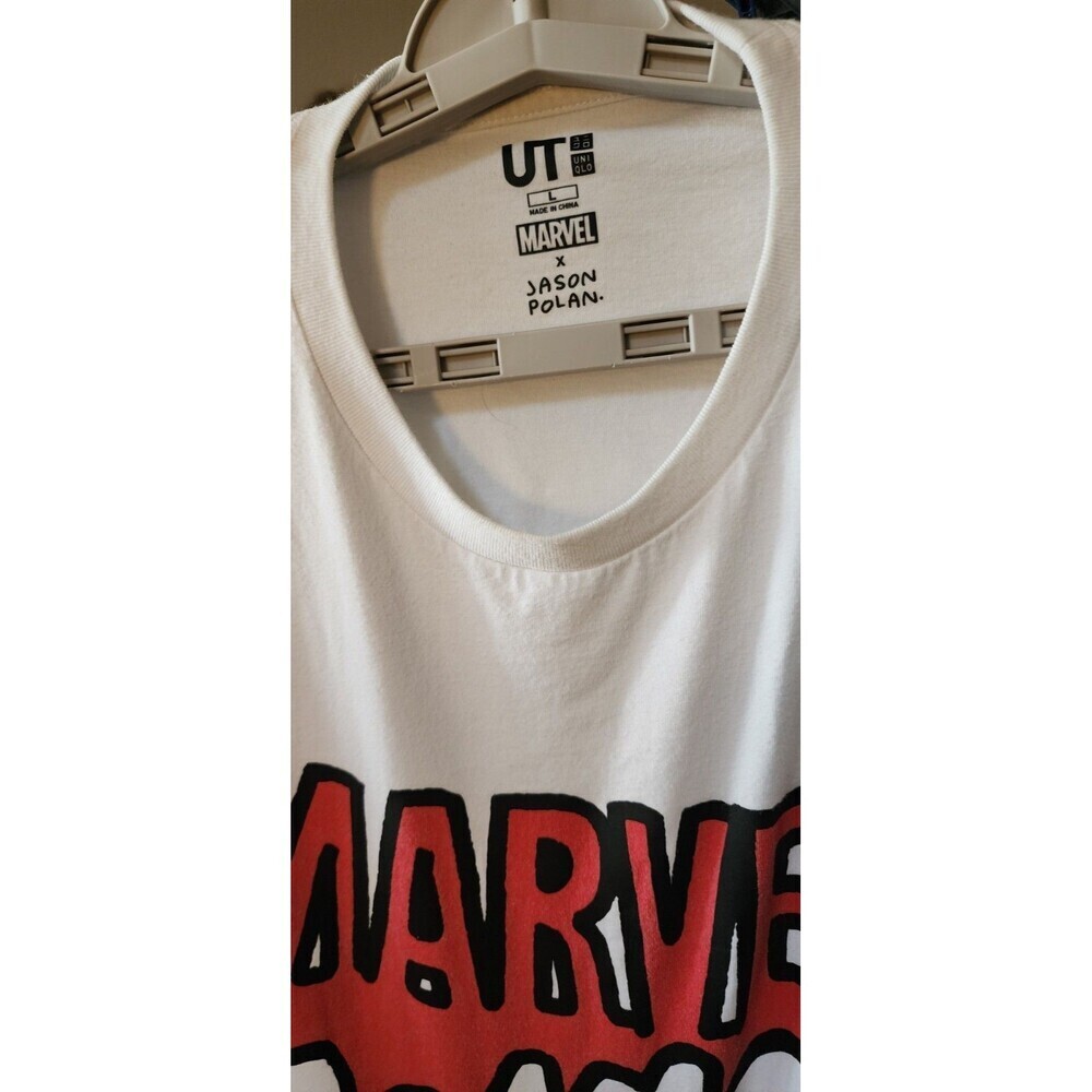 Uniqlo Marvel X Jason Polan Avengers Mens T-Shirt‎ Large White Cotton D25 Nice - Picture 5 of 6